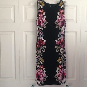 White House Black Market Scuba Sheath Floral Dress Size Medium
